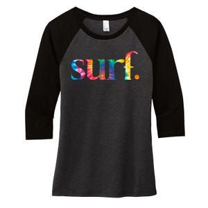 Surf Summer Surfing Rainbow Women's Tri-Blend 3/4-Sleeve Raglan Shirt