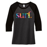 Surf Summer Surfing Rainbow Women's Tri-Blend 3/4-Sleeve Raglan Shirt