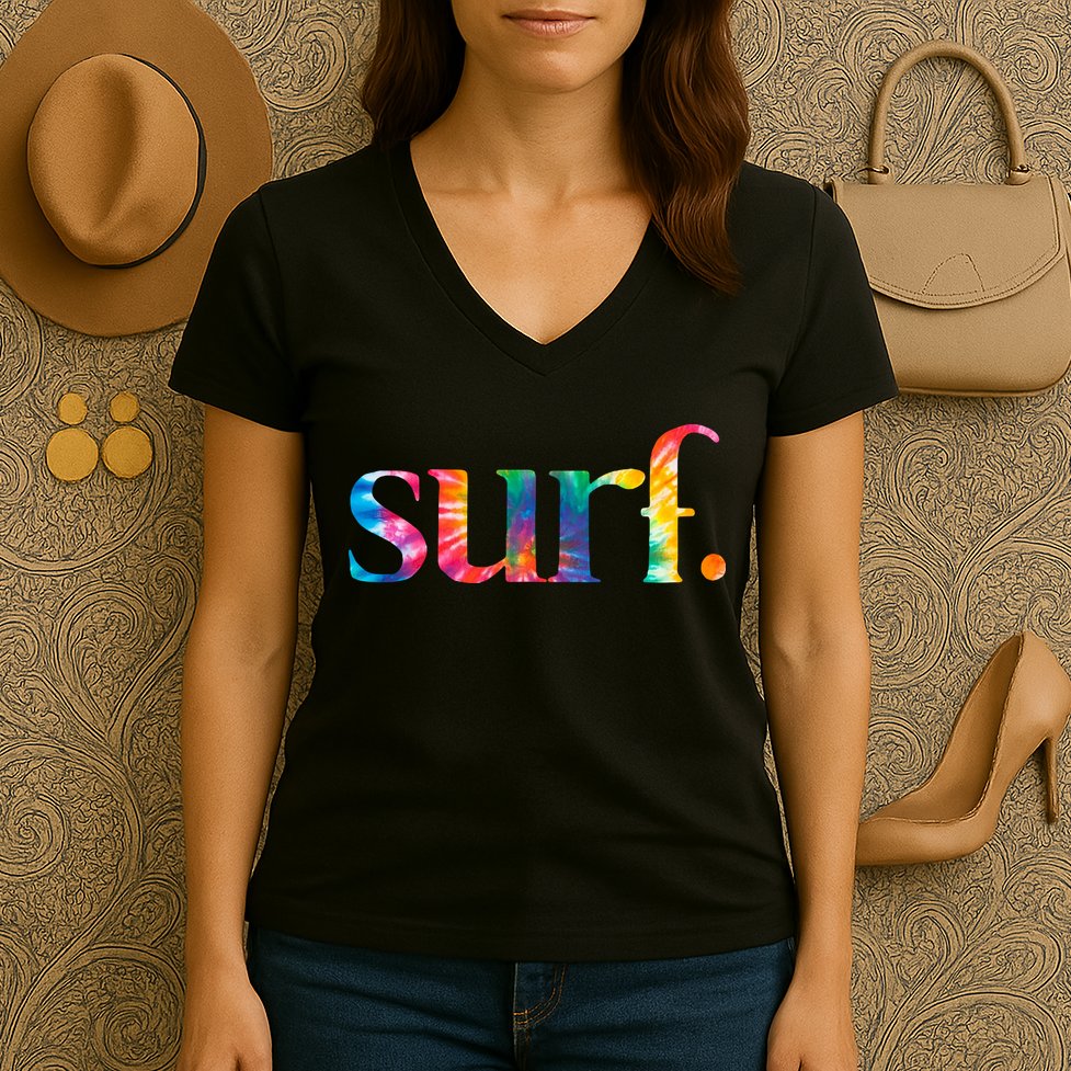 Surf Summer Surfing Rainbow Women's V-Neck T-Shirt