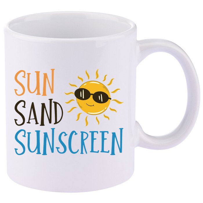 Sun Sand Sunscreen 11oz C Handle Ceramic Mug
