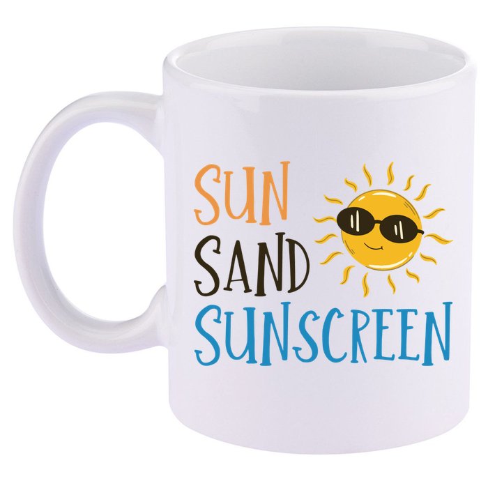 Sun Sand Sunscreen 11oz C Handle Ceramic Mug