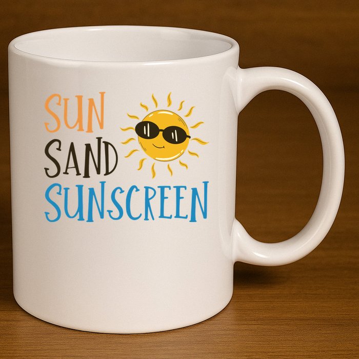 Sun Sand Sunscreen 11oz C Handle Ceramic Mug