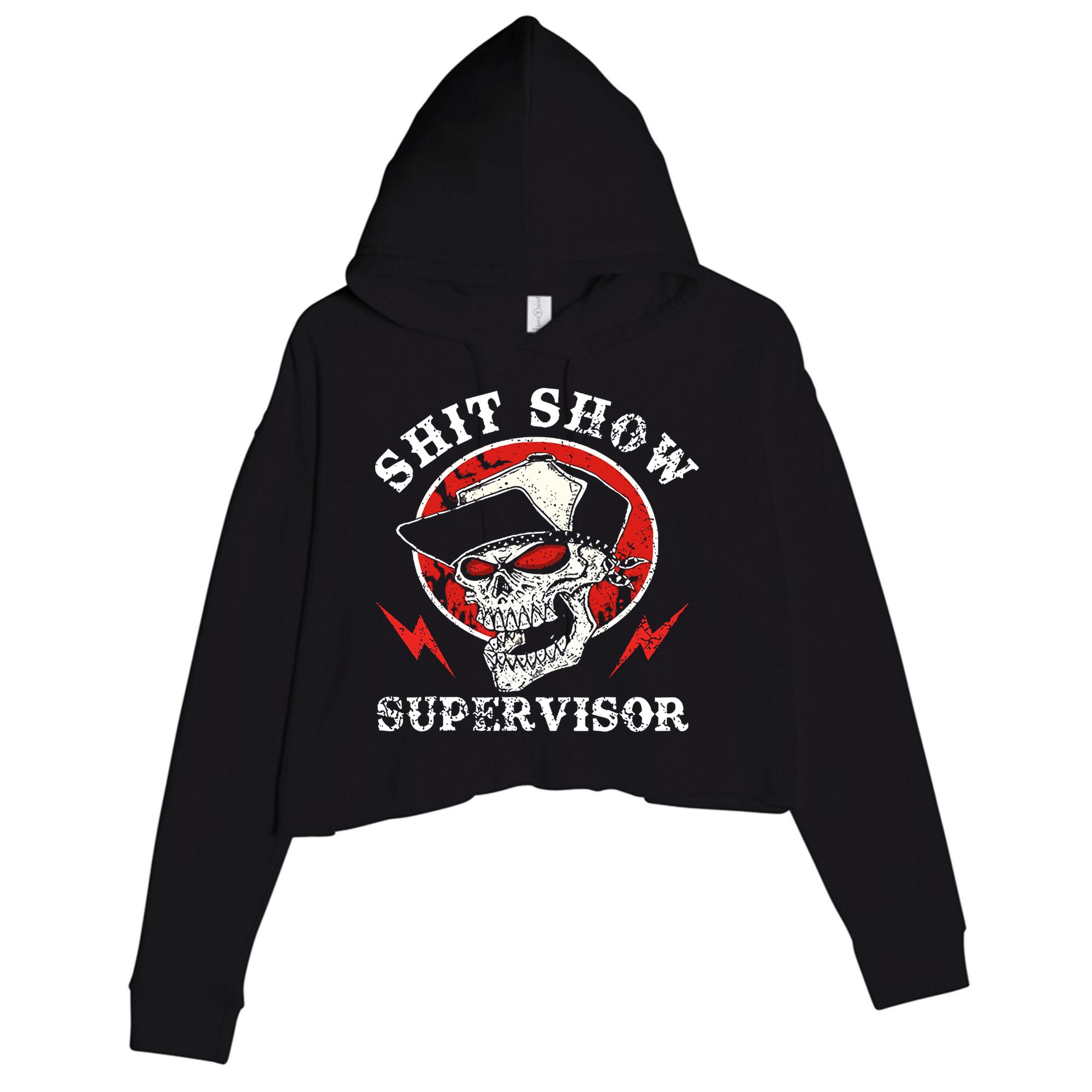 Shit Show Supervisor Skull Crop Fleece Hoodie