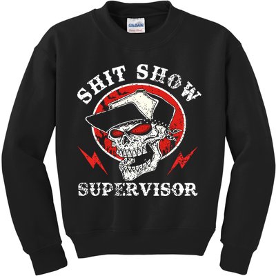 Shit Show Supervisor Skull Kids Sweatshirt