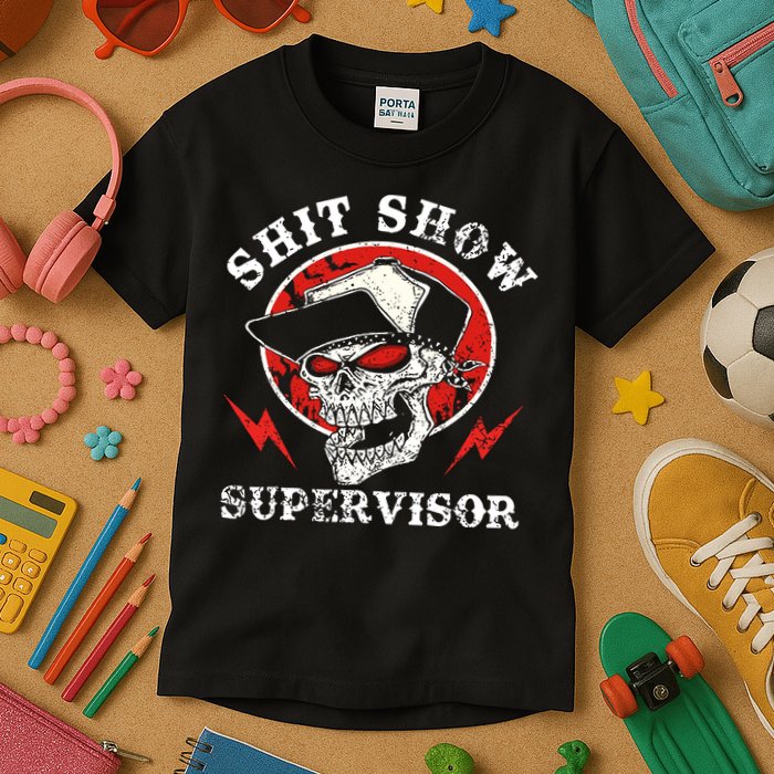 Shit Show Supervisor Skull Kids T-Shirt