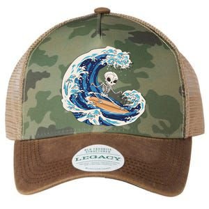 Skeleton Surfing Summer Surfer Legacy Tie Dye Trucker Hat