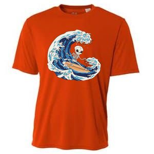 Skeleton Surfing Summer Surfer Cooling Performance Crew T-Shirt