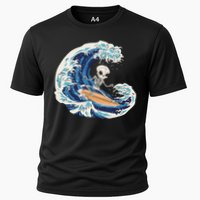 Skeleton Surfing Summer Surfer Cooling Performance Crew T-Shirt