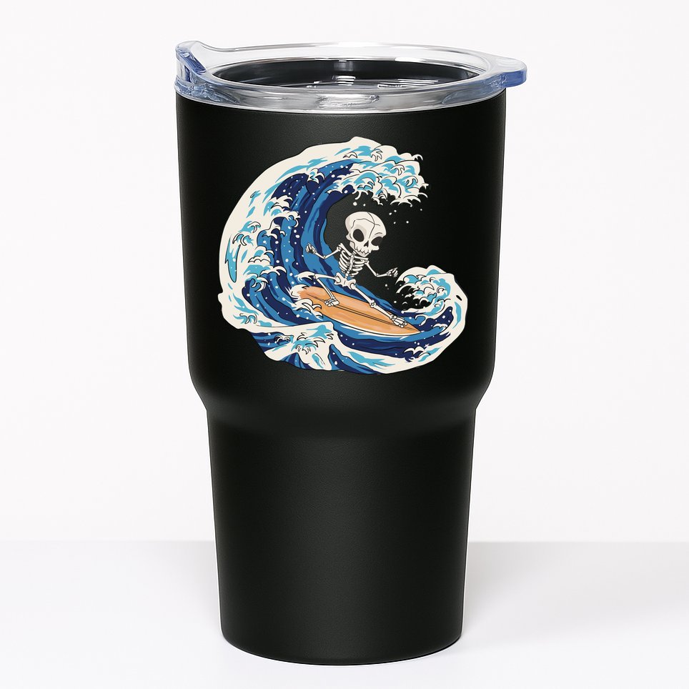 Skeleton Surfing Summer Surfer Tumbler