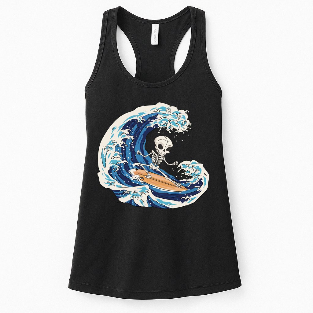 Skeleton Surfing Summer Surfer Womens Tank Top