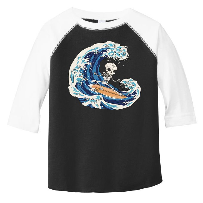 Skeleton Surfing Summer Surfer Toddler Fine Jersey T-Shirt