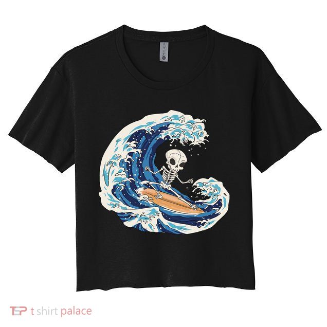 Skeleton Surfing Summer Surfer Crop Top