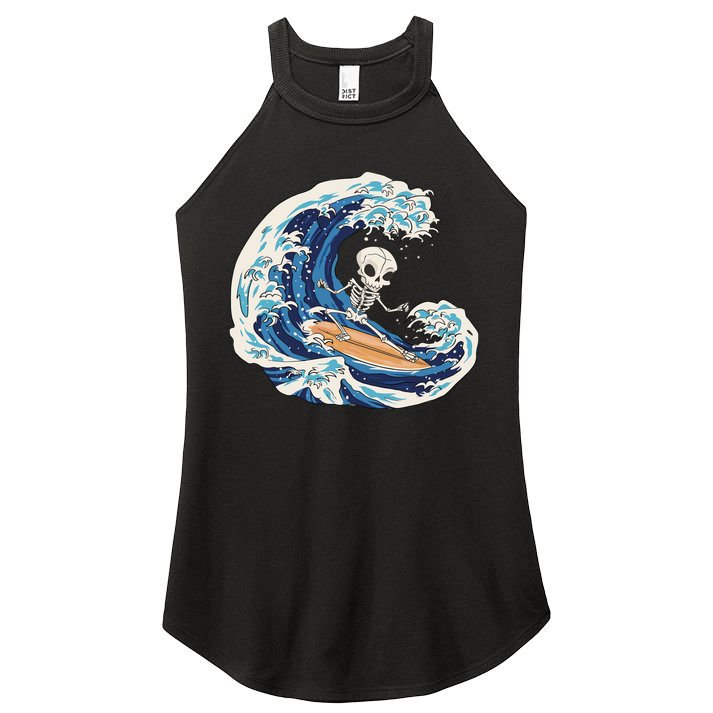 Skeleton Surfing Summer Surfer Women's Perfect Tri Rocker Tank