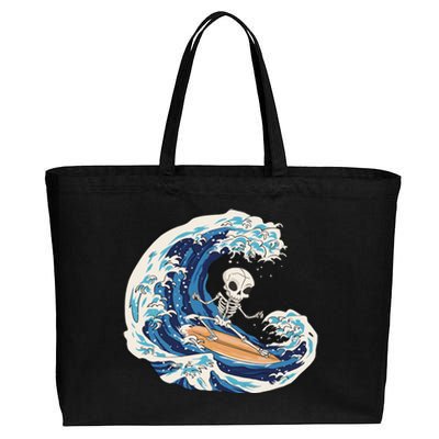 Skeleton Surfing Summer Surfer Cotton Canvas Jumbo Tote