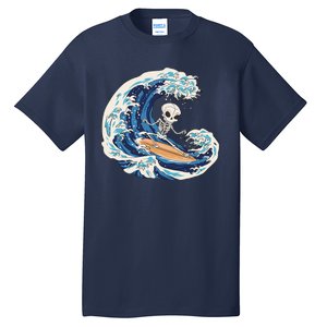 Skeleton Surfing Summer Surfer Tall T-Shirt