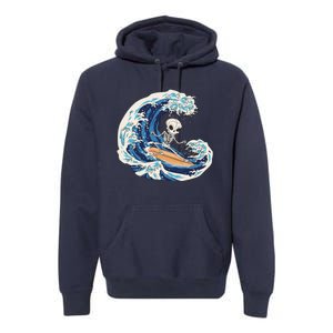 Skeleton Surfing Summer Surfer Premium Hoodie