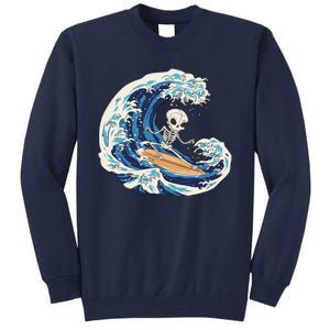 Skeleton Surfing Summer Surfer Tall Sweatshirt