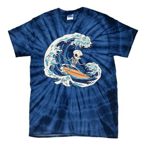 Skeleton Surfing Summer Surfer Tie-Dye T-Shirt