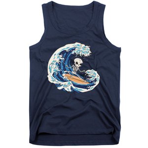 Skeleton Surfing Summer Surfer Tank Top