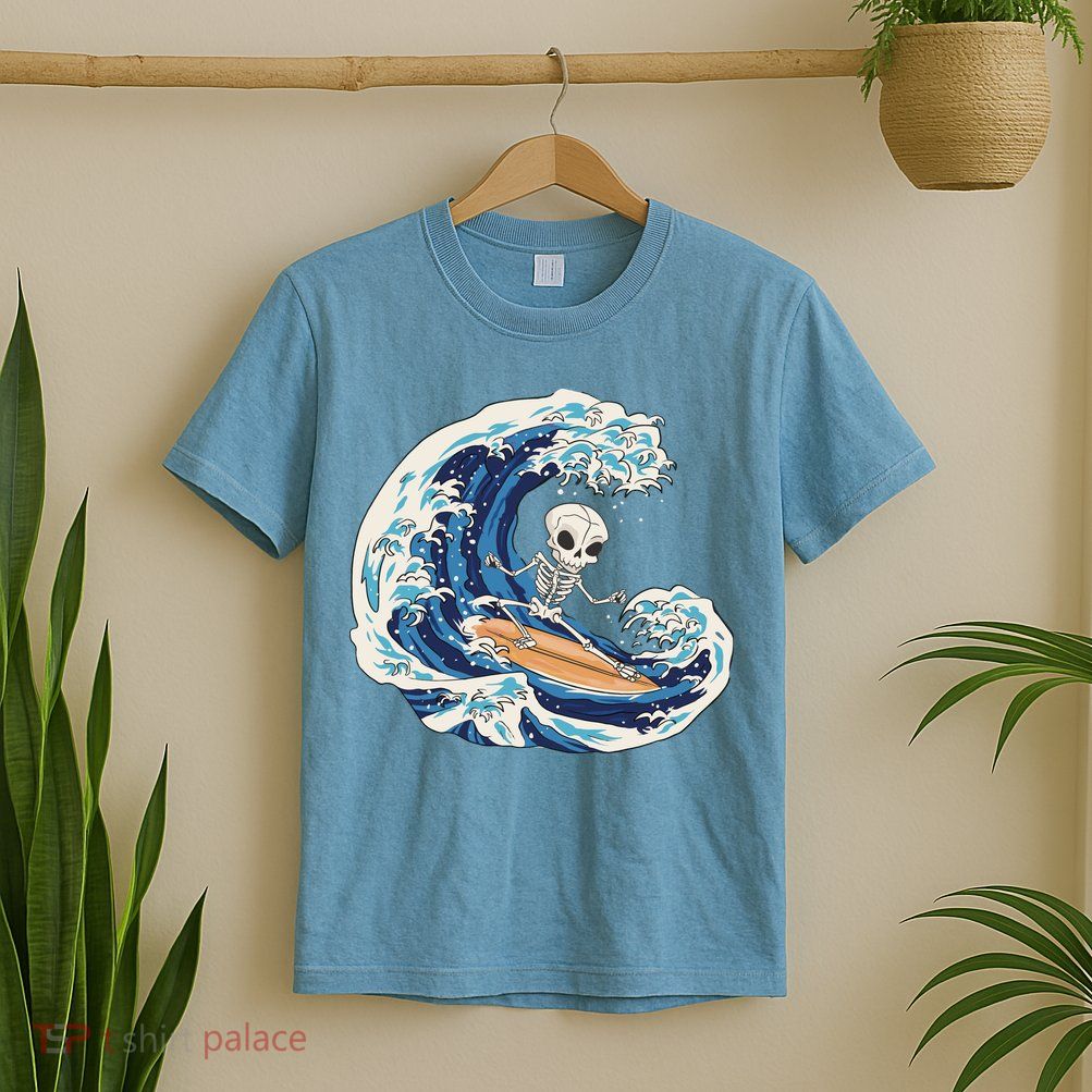 Skeleton Surfing Summer Surfer T-Shirt