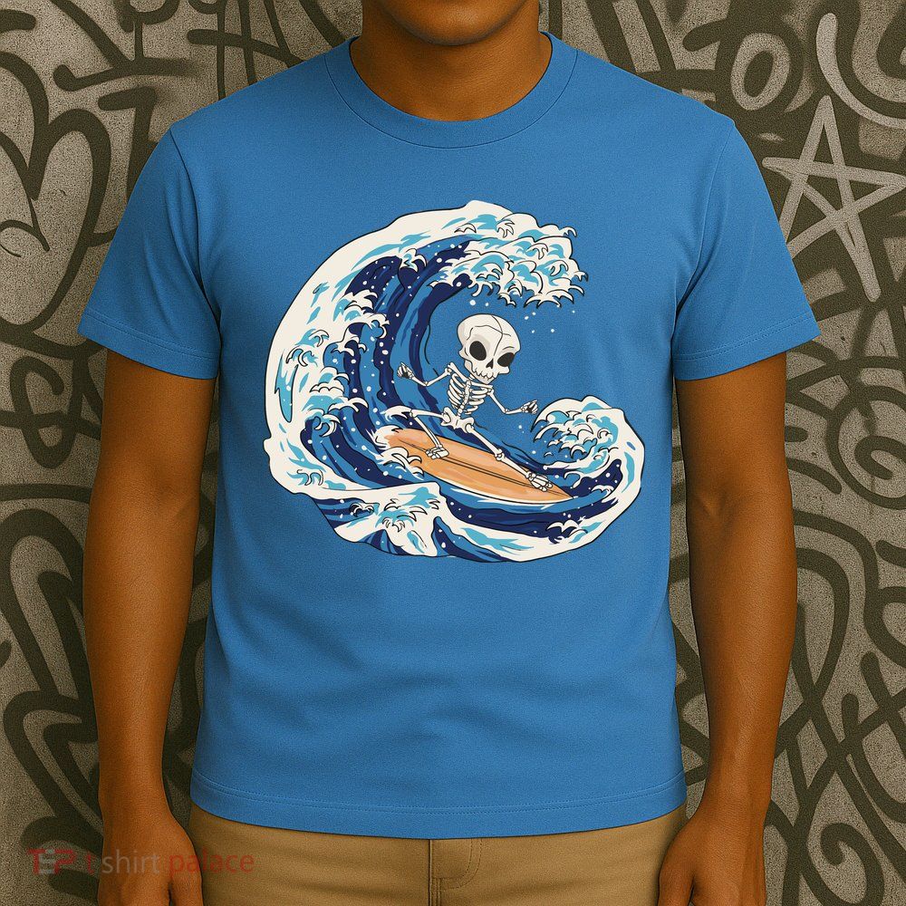Skeleton Surfing Summer Surfer T-Shirt