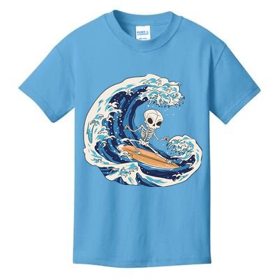 Skeleton Surfing Summer Surfer Kids T-Shirt