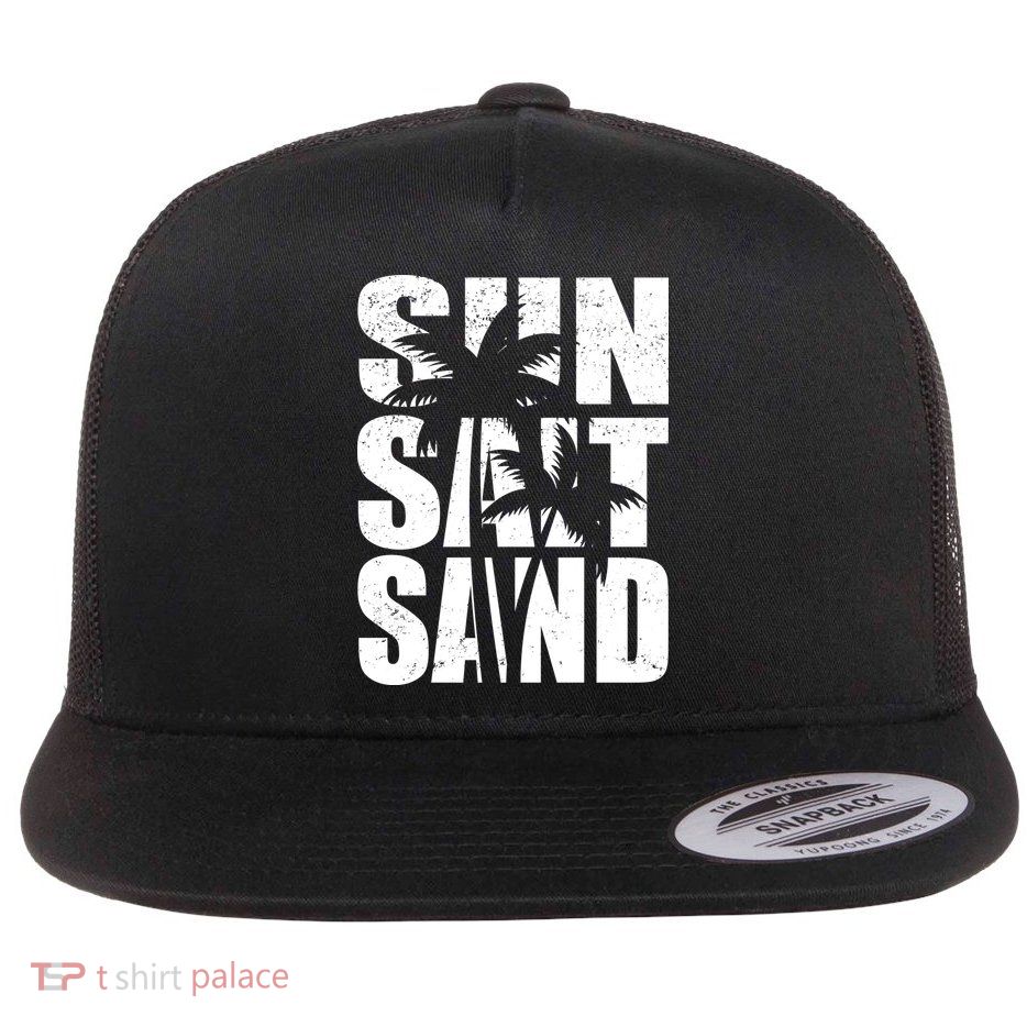Sun Salt Sand Palm Trees Summer Break Flatbill Hat