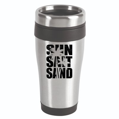 Sun Salt Sand Palm Trees Summer Break 16oz Travel Tumbler