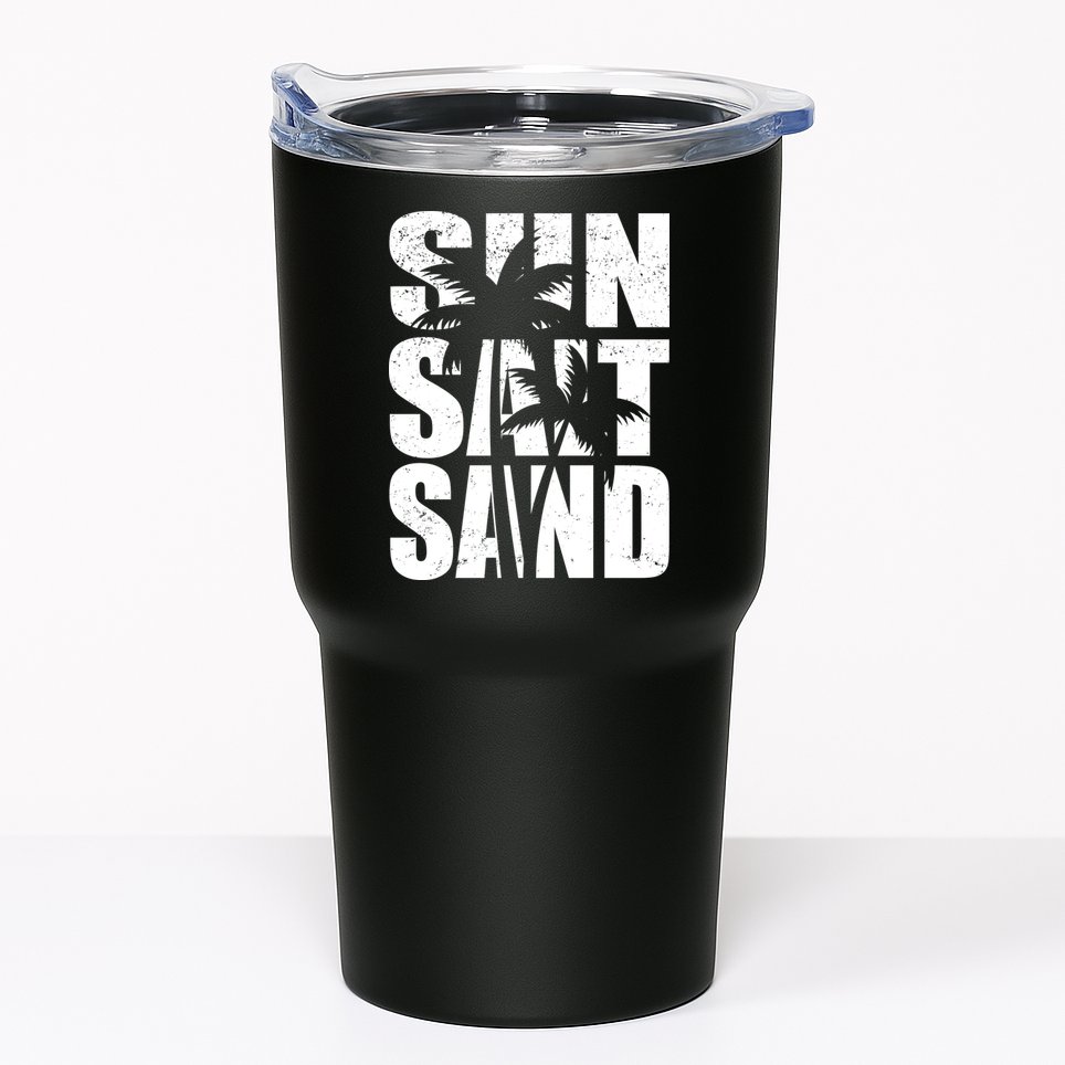 Sun Salt Sand Palm Trees Summer Break Tumbler