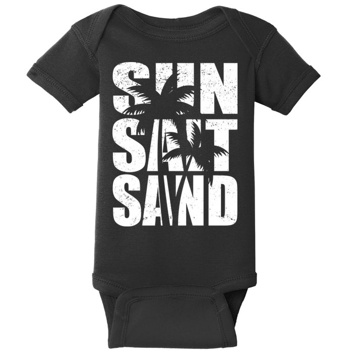 Sun Salt Sand Palm Trees Summer Break Baby Bodysuit
