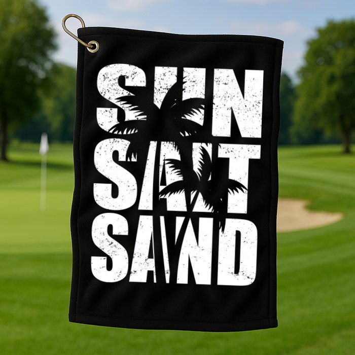 Sun Salt Sand Palm Trees Summer Break Golf Towel