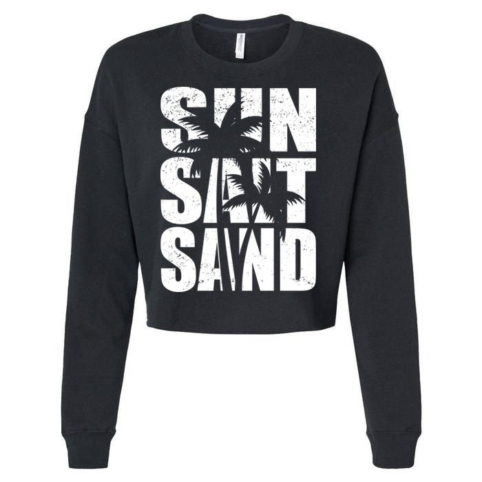 Sun Salt Sand Palm Trees Summer Break Cropped Pullover Crew