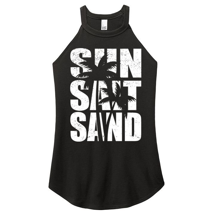 Sun Salt Sand Palm Trees Summer Break Women's Perfect Tri Rocker Tank