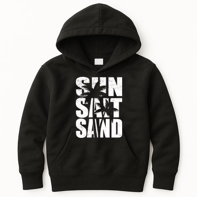 Sun Salt Sand Palm Trees Summer Break Kids Hoodie