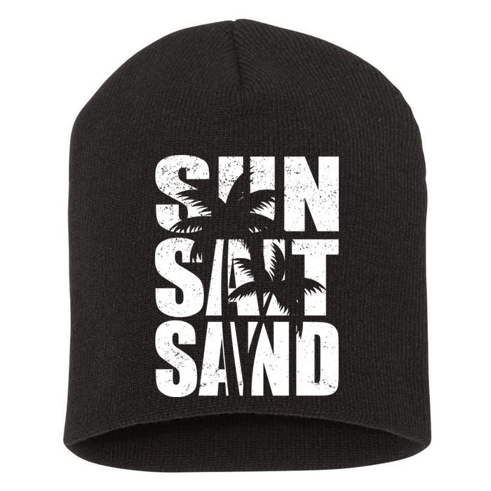 Sun Salt Sand Palm Trees Summer Break Short Acrylic Beanie