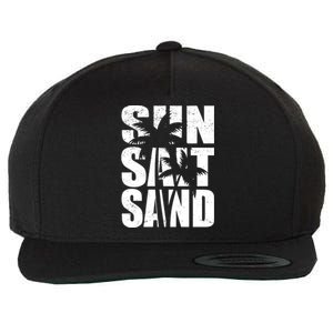 Sun Salt Sand Palm Trees Summer Break Wool Snapback Cap