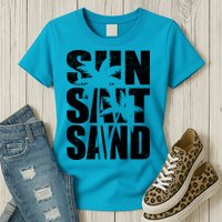 Sun Salt Sand Palm Trees Summer Break Womens T-Shirt