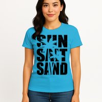 Sun Salt Sand Palm Trees Summer Break Womens T-Shirt