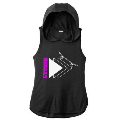 Stoke Skateboard Summer Fun Design Rip it Up Get Stoked Ladies PosiCharge Tri-Blend Wicking Draft Hoodie Tank