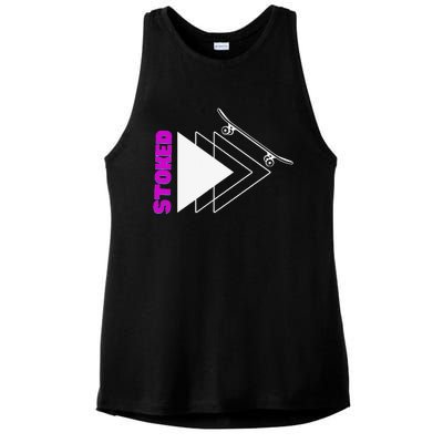 Stoke Skateboard Summer Fun Design Rip it Up Get Stoked Ladies PosiCharge Tri-Blend Wicking Tank