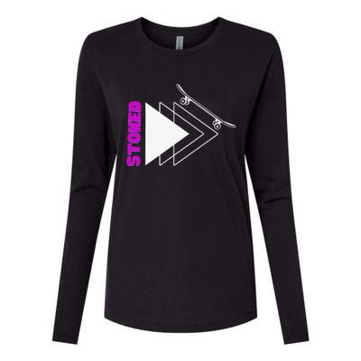 Stoke Skateboard Summer Fun Design Rip it Up Get Stoked Womens Cotton Relaxed Long Sleeve T-Shirt