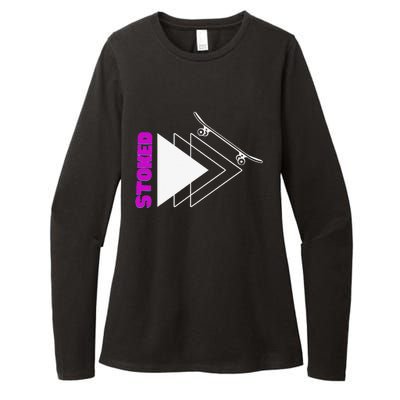 Stoke Skateboard Summer Fun Design Rip it Up Get Stoked Womens CVC Long Sleeve Shirt