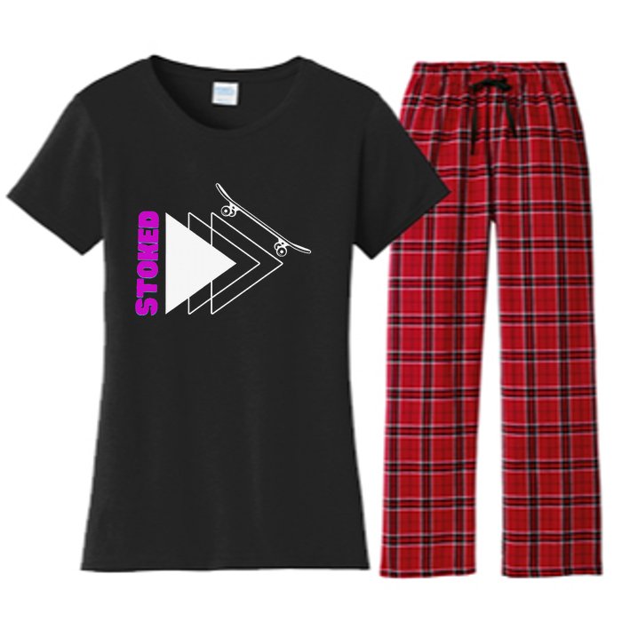 Stoke Skateboard Summer Fun Design Rip it Up Get Stoked Women's Flannel Pajama Set