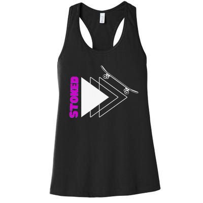 Stoke Skateboard Summer Fun Design Rip it Up Get Stoked Women's Racerback Tank