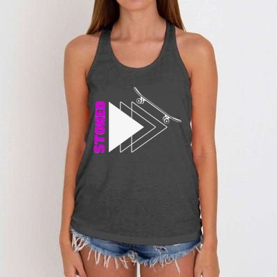 Stoke Skateboard Summer Fun Design Rip it Up Get Stoked Women's Knotted Racerback Tank