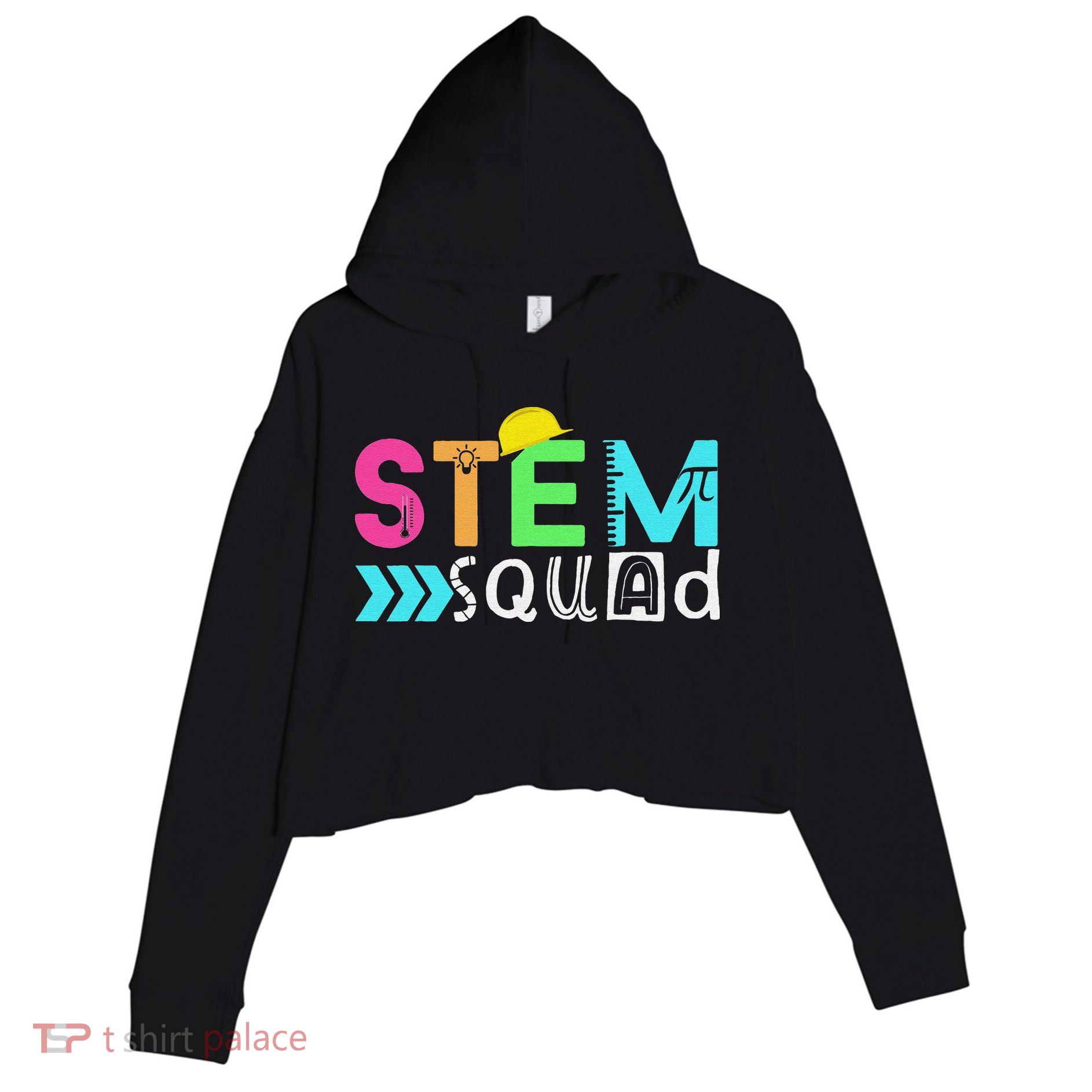 STEM Squad Science Technology Engineering Math Teacher Crop Fleece Hoodie