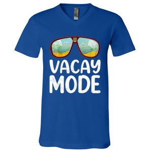 Summer Sunglasses Sunset Beach Vacation Vacay Mode Gift V-Neck T-Shirt