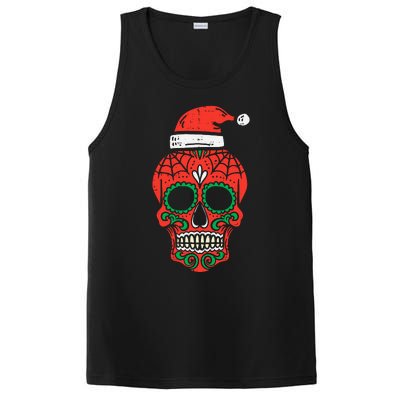 Sugar Skull Santa Hat Mexican Christmas Xmas Pj PosiCharge Competitor Tank