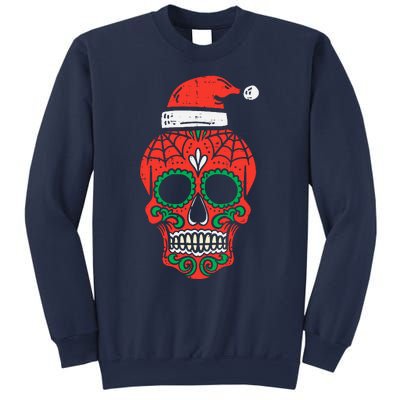 Sugar Skull Santa Hat Mexican Christmas Xmas Pj Sweatshirt