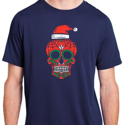 Sugar Skull Santa Hat Mexican Christmas Xmas Pj Adult ChromaSoft Performance T-Shirt